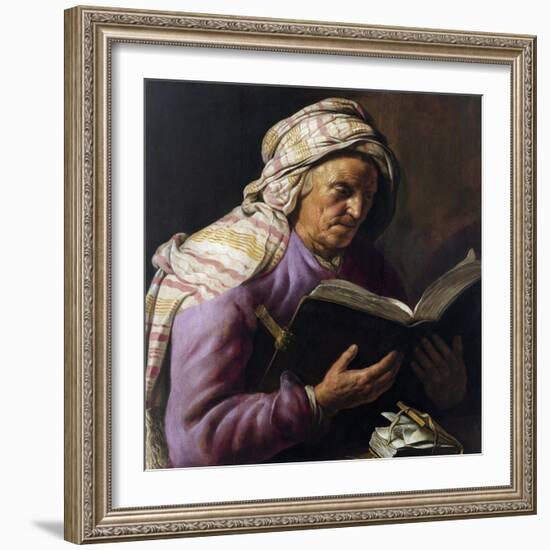 Old Woman Reading-Jan Lievens-Framed Art Print