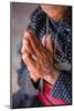 Old woman's hands praying, Bhaktapur, Nepal, Asia-Laura Grier-Mounted Photographic Print