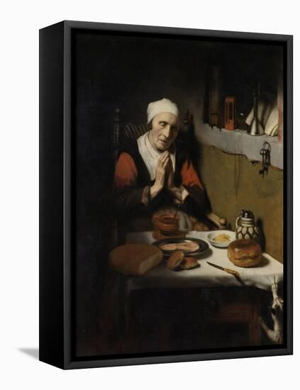 Old Woman Saying Grace, known as ‘The Prayer Without End’, C.1656-Nicolaes Maes-Framed Premier Image Canvas