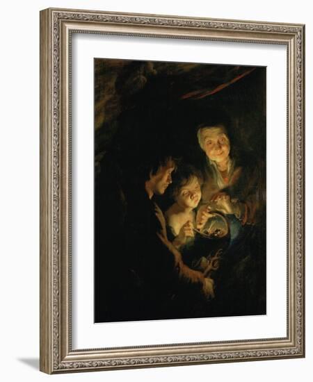 Old Woman with Brazier, circa 1618-1620-Peter Paul Rubens-Framed Giclee Print