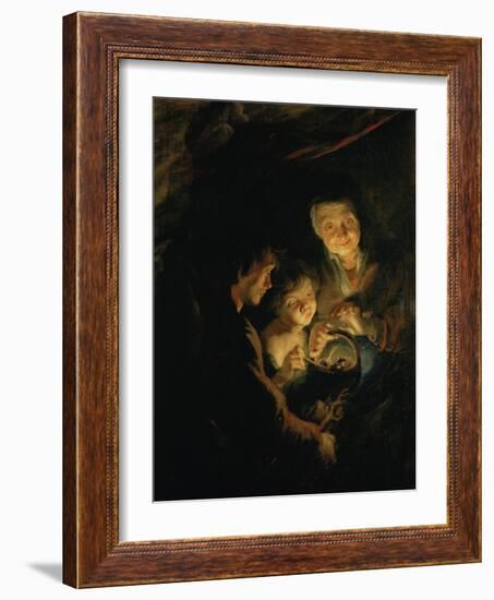 Old Woman with Brazier, circa 1618-1620-Peter Paul Rubens-Framed Giclee Print