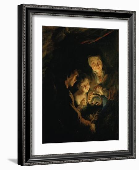 Old Woman with Brazier, circa 1618-1620-Peter Paul Rubens-Framed Giclee Print