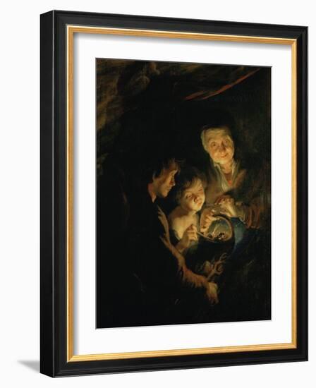 Old Woman with Brazier, circa 1618-1620-Peter Paul Rubens-Framed Giclee Print