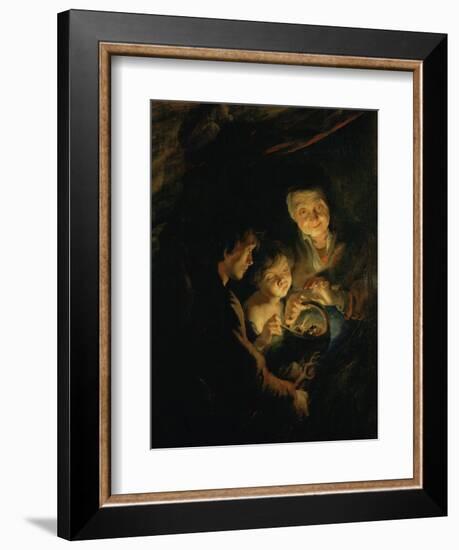 Old Woman with Brazier, circa 1618-1620-Peter Paul Rubens-Framed Giclee Print