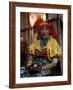 Old Woman with Pipe in Hand-Stitched Molas, Kuna Indian, San Blas Islands, Panama-Cindy Miller Hopkins-Framed Photographic Print