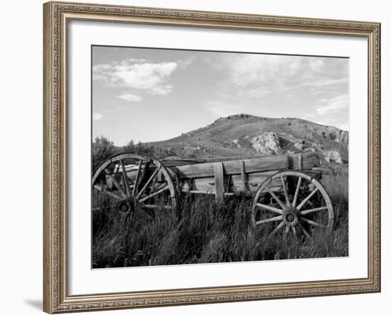 Old Wood Wagon near Mining Ghost Town at Bannack State Park, Montana, USA-Jamie & Judy Wild-Framed Photographic Print