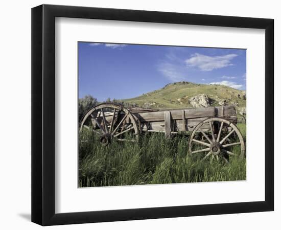 Old Wood Wagon near Mining Ghost Town at Bannack State Park, Montana, USA-Jamie & Judy Wild-Framed Photographic Print