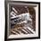 old wooden beam of hut, snowdrift, medium close-up, detail-Martin Ley-Framed Photographic Print