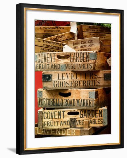 Old Wooden Crates used on Markets in London - Portobello Road Market - Notting Hill - UK - England-Philippe Hugonnard-Framed Photographic Print