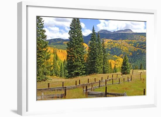 Old Wooden Fence and Autumn Colors in the San Juan Mountains of Colorado-John Alves-Framed Photographic Print