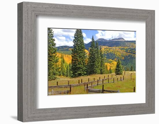 Old Wooden Fence and Autumn Colors in the San Juan Mountains of Colorado-John Alves-Framed Photographic Print