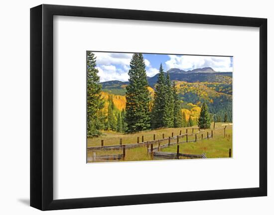 Old Wooden Fence and Autumn Colors in the San Juan Mountains of Colorado-John Alves-Framed Photographic Print