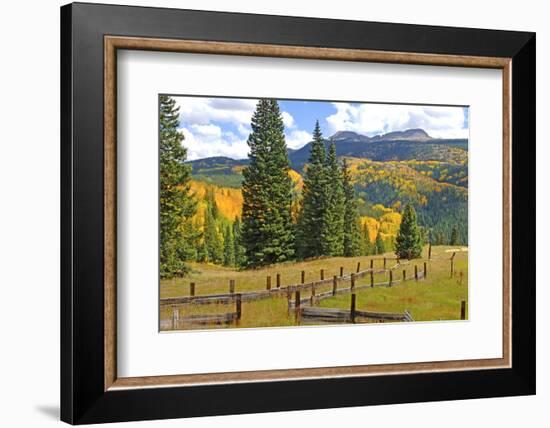 Old Wooden Fence and Autumn Colors in the San Juan Mountains of Colorado-John Alves-Framed Photographic Print