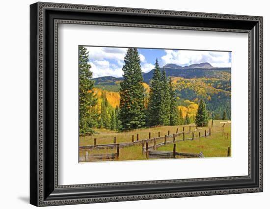 Old Wooden Fence and Autumn Colors in the San Juan Mountains of Colorado-John Alves-Framed Photographic Print