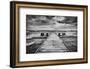 Old Wooden Jetty, Pier, during Storm on the Sea. Dramatic Sky with Dark, Heavy Clouds. Black and Wh-Michal Bednarek-Framed Photographic Print