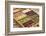 Old Wooden Typesetter Box with 16 Samples of Assorted Legumes: Green, Red and French Lentils, Soybe-PixelsAway-Framed Photographic Print