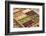 Old Wooden Typesetter Box with 16 Samples of Assorted Legumes: Green, Red and French Lentils, Soybe-PixelsAway-Framed Photographic Print