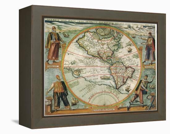 Old World Map 1597-null-Framed Premier Image Canvas