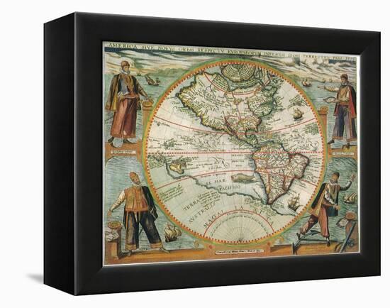 Old World Map 1597-null-Framed Premier Image Canvas