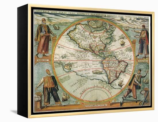 Old World Map 1597-null-Framed Premier Image Canvas