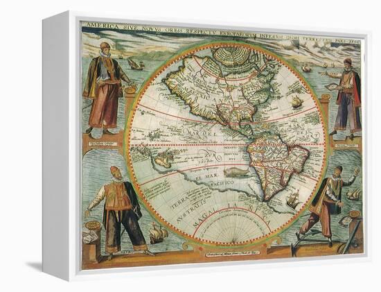 Old World Map 1597-null-Framed Premier Image Canvas