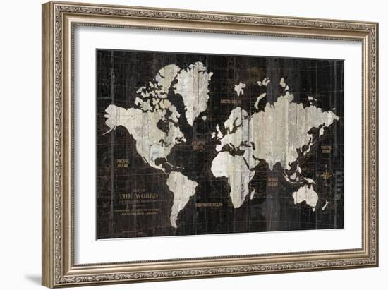 Old World Map Black-Wild Apple Portfolio-Framed Art Print