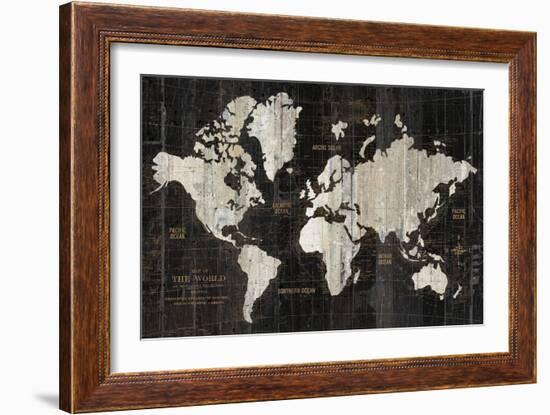 Old World Map Black-Wild Apple Portfolio-Framed Art Print