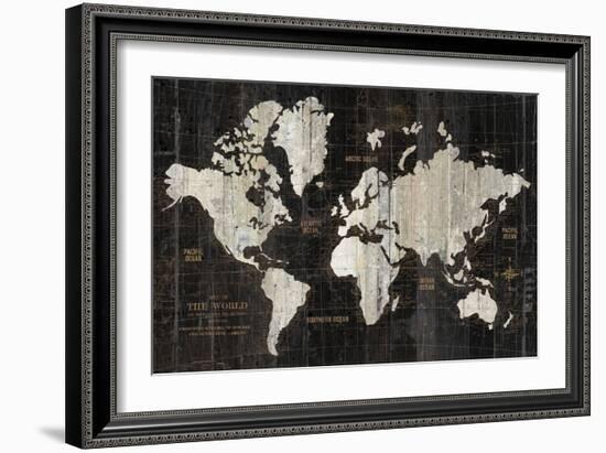 Old World Map Black-Wild Apple Portfolio-Framed Art Print