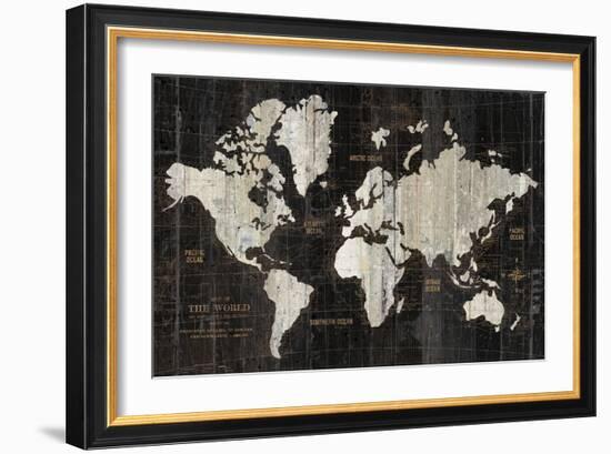 Old World Map Black-Wild Apple Portfolio-Framed Art Print