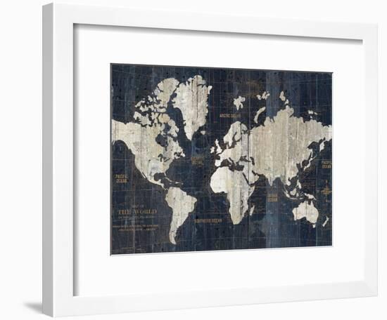 Old World Map Blue Crop-Wild Apple Portfolio-Framed Premium Giclee Print