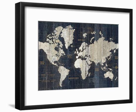 Old World Map Blue Crop-Wild Apple Portfolio-Framed Premium Giclee Print