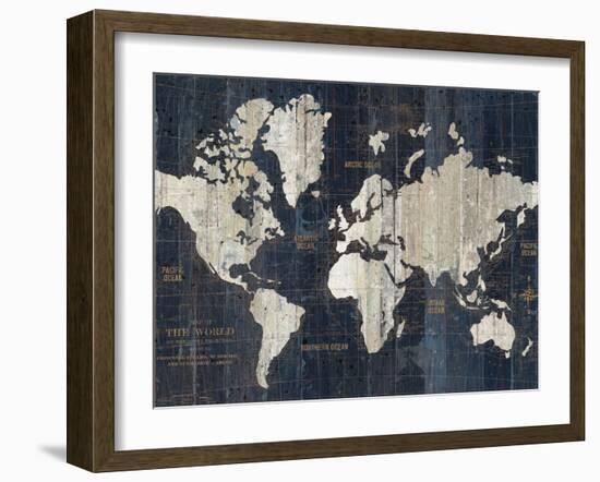 Old World Map Blue Crop-Wild Apple Portfolio-Framed Premium Giclee Print