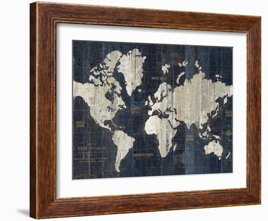 Old World Map Blue Crop-Wild Apple Portfolio-Framed Premium Giclee Print