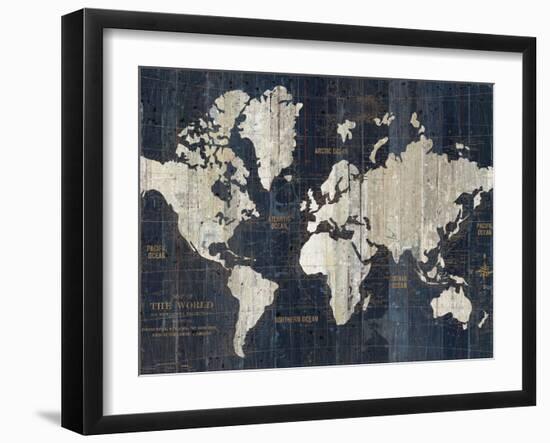 Old World Map Blue Crop-Wild Apple Portfolio-Framed Premium Giclee Print