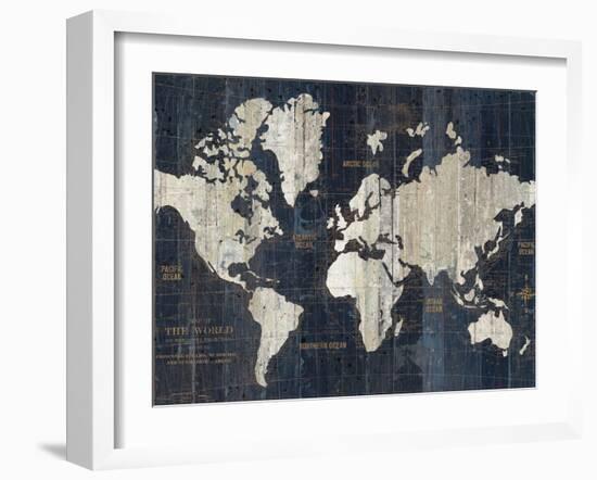 Old World Map Blue Crop-Wild Apple Portfolio-Framed Premium Giclee Print