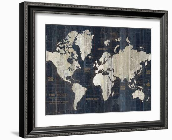 Old World Map Blue Crop-Wild Apple Portfolio-Framed Premium Giclee Print