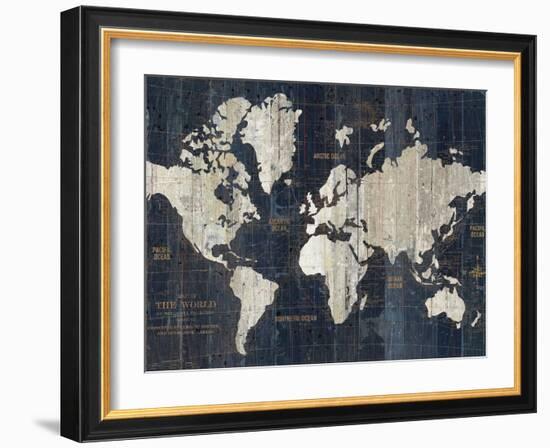 Old World Map Blue Crop-Wild Apple Portfolio-Framed Premium Giclee Print