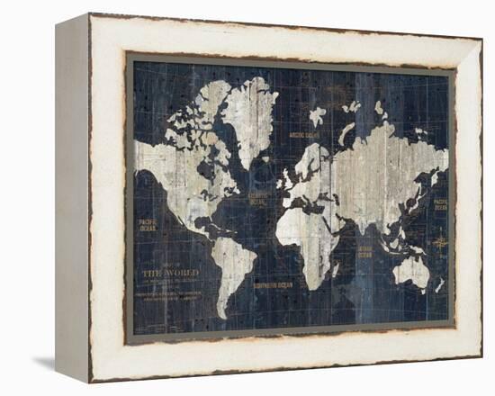 Old World Map Blue Crop-Wild Apple Portfolio-Framed Stretched Canvas