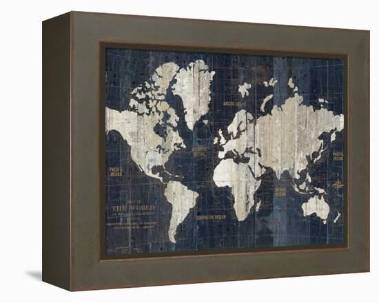 Old World Map Blue Crop-Wild Apple Portfolio-Framed Stretched Canvas