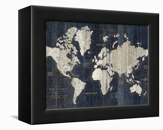 Old World Map Blue Crop-Wild Apple Portfolio-Framed Stretched Canvas