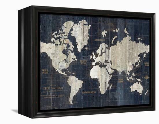 Old World Map Blue Crop-Wild Apple Portfolio-Framed Stretched Canvas