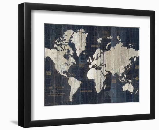 Old World Map Blue Crop-Wild Apple Portfolio-Framed Premium Giclee Print