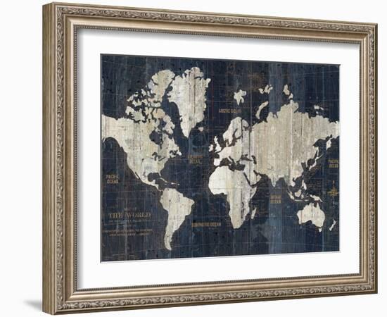 Old World Map Blue Crop-Wild Apple Portfolio-Framed Art Print