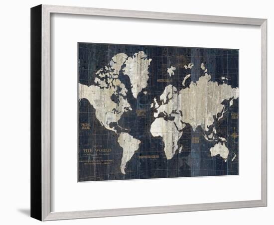 Old World Map Blue Crop-Wild Apple Portfolio-Framed Art Print