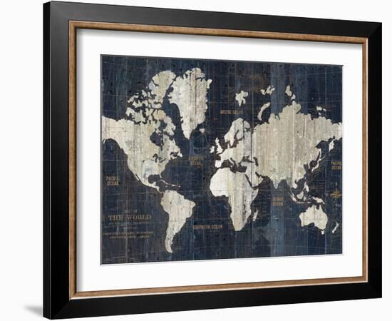 Old World Map Blue Crop-Wild Apple Portfolio-Framed Art Print