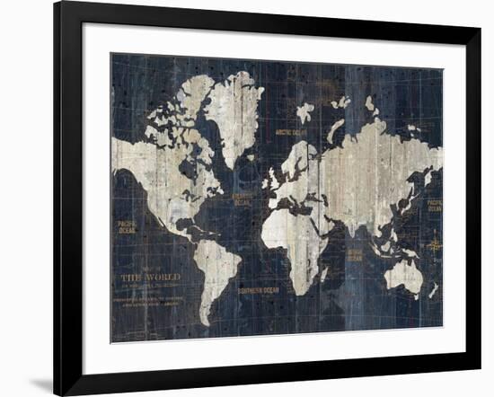 Old World Map Blue Crop-Wild Apple Portfolio-Framed Art Print