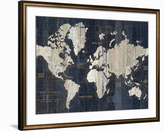 Old World Map Blue Crop-Wild Apple Portfolio-Framed Art Print