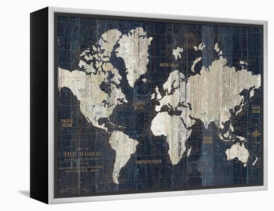 Old World Map Blue Crop-Wild Apple Portfolio-Framed Stretched Canvas