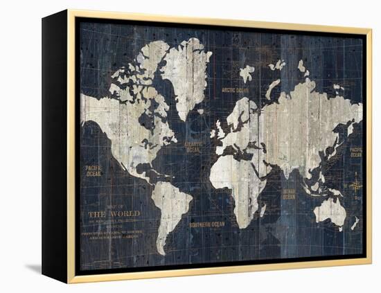 Old World Map Blue Crop-Wild Apple Portfolio-Framed Stretched Canvas