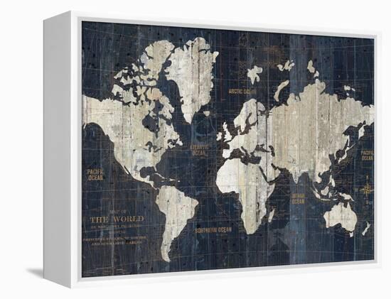 Old World Map Blue Crop-Wild Apple Portfolio-Framed Stretched Canvas